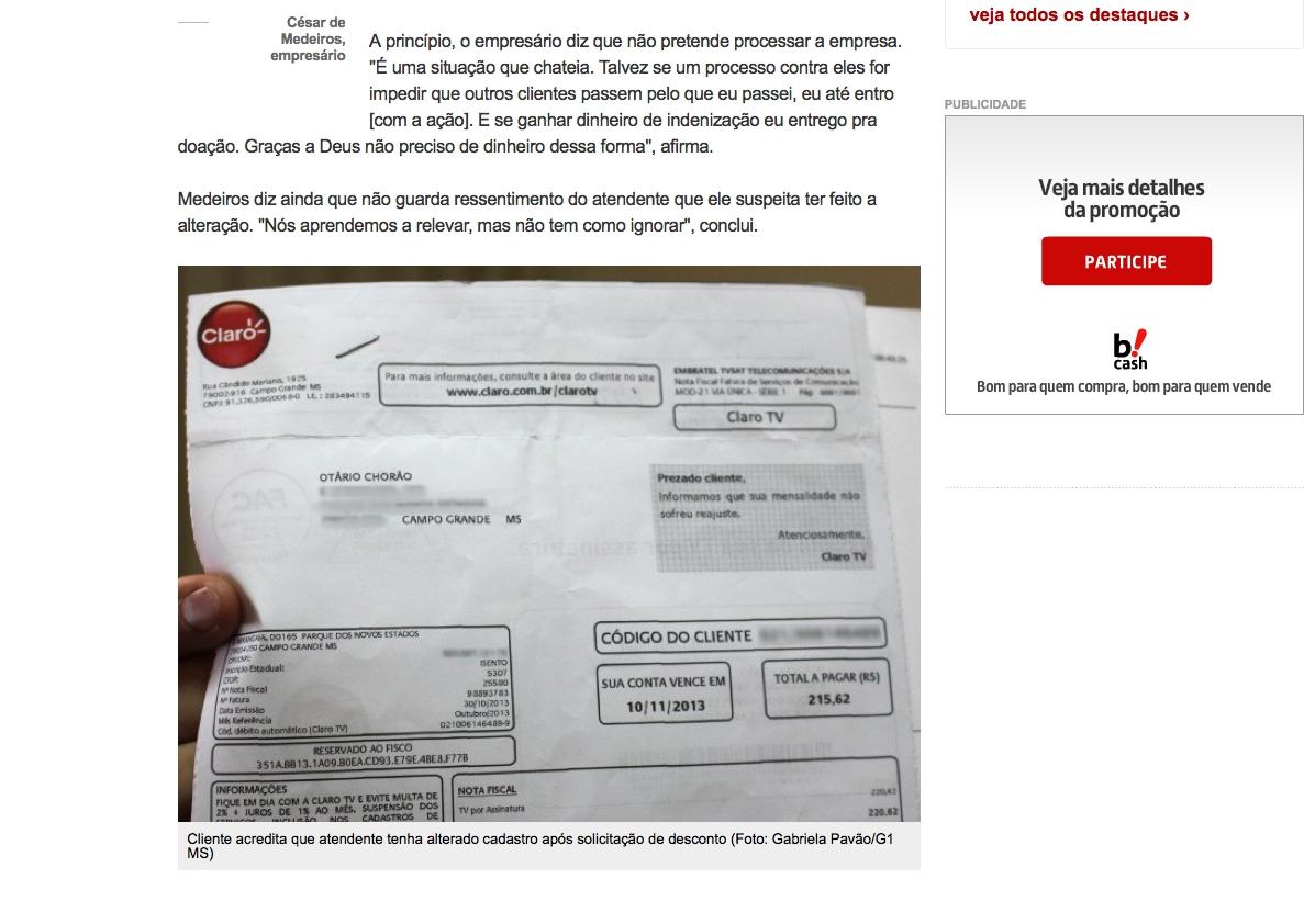 Atendentes da Claro TV são demitidos por colocarem fatura em nome de Otário Chorão