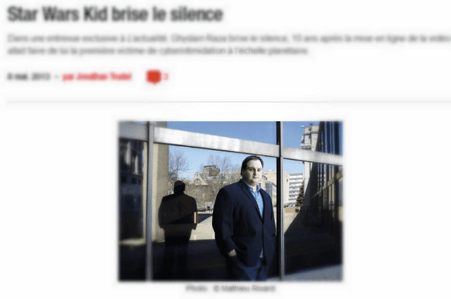 Uma das primeiras vítimas de cyberbullying no mundo, “Star Wars Kid” diz que lhe incentivaram até a cometer suicídio