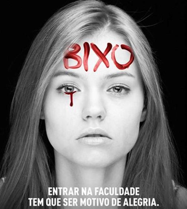 Estudante chora lágrimas de sangue em campanha contra trote violento