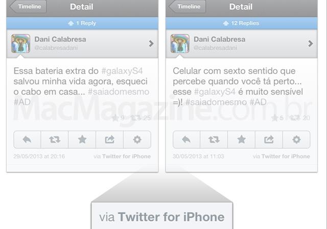 Dani Calabresa faz propaganda de Galaxy com iPhone