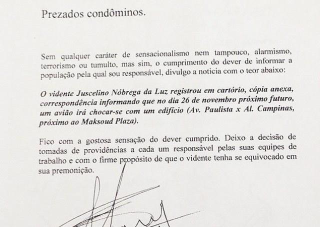 Síndico de prédio comercial alerta para queda de avião na Av. Paulista