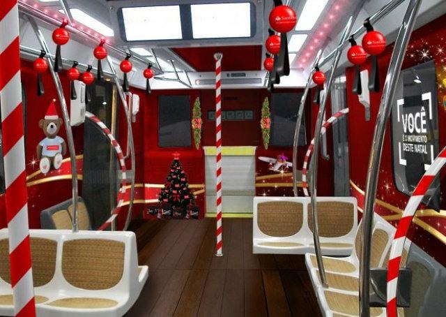 Ação de marketing realiza decoração de Natal na Linha 4 do metrô de SP