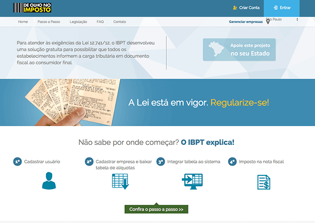 Site "De Olho no Imposto" auxilia empresas a informarem a carga tributária ao consumidor