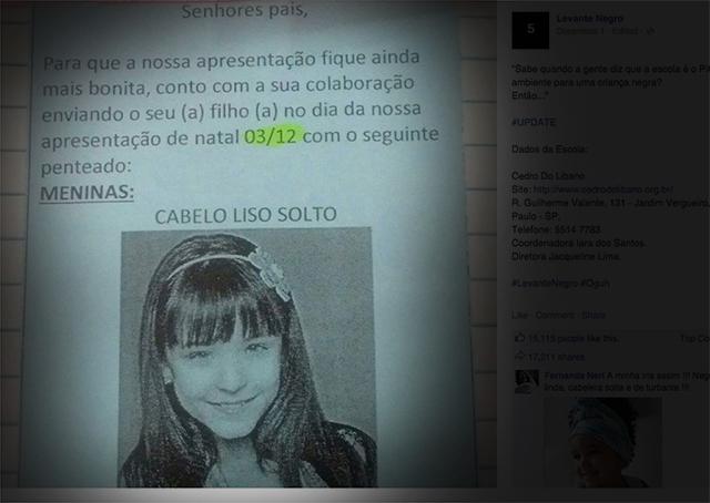 Escola recomenda cabelo “liso” para meninas e gera revolta
