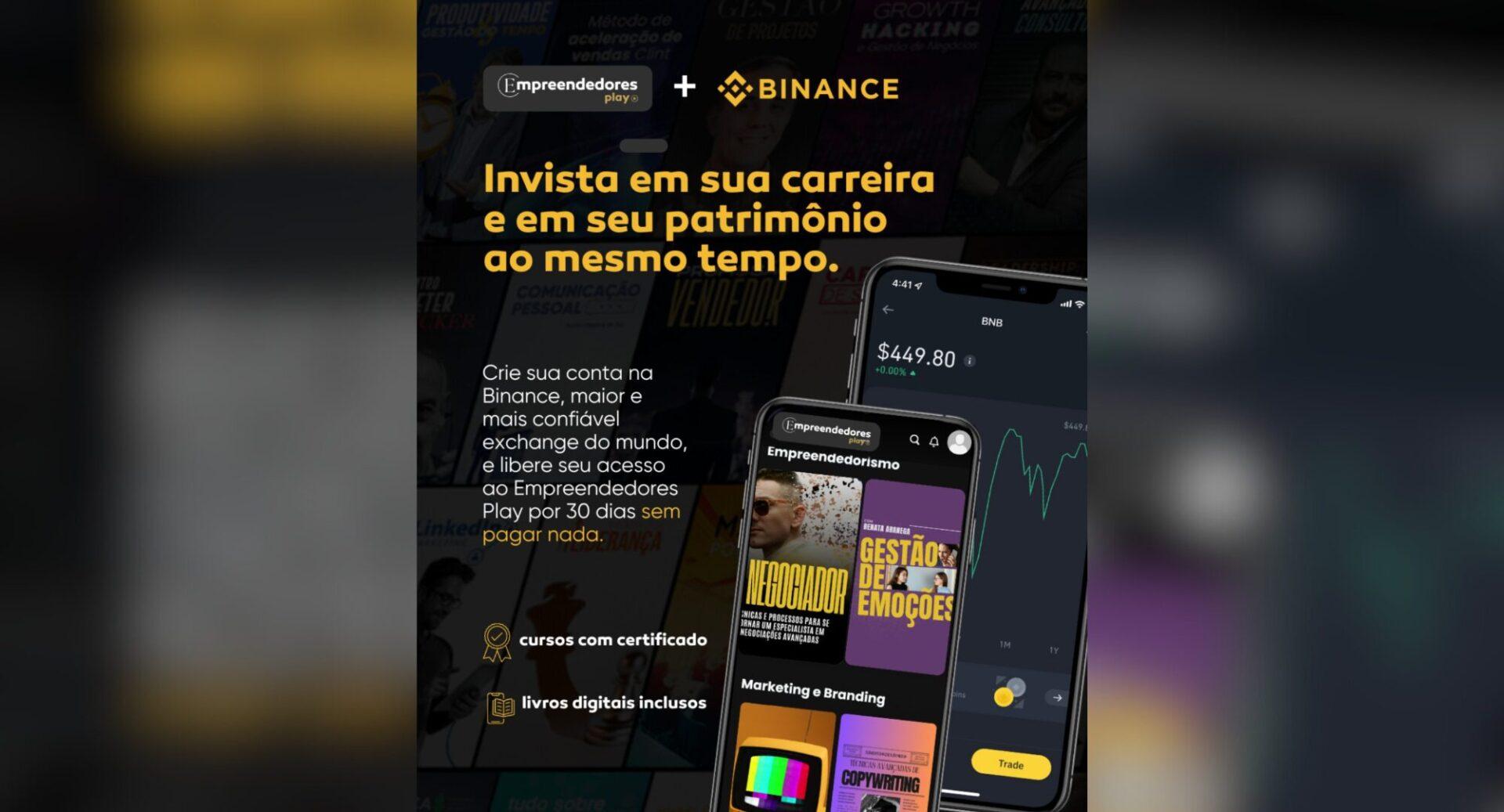 Saiba como ter acesso gratuito ao Empreendedores Play na ação especial em parceria com a Binance